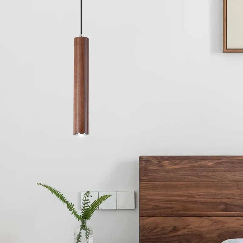 Muto Cylindrical Wood Pendant Light, for Bedroom & Kitchen Island | ventumra
