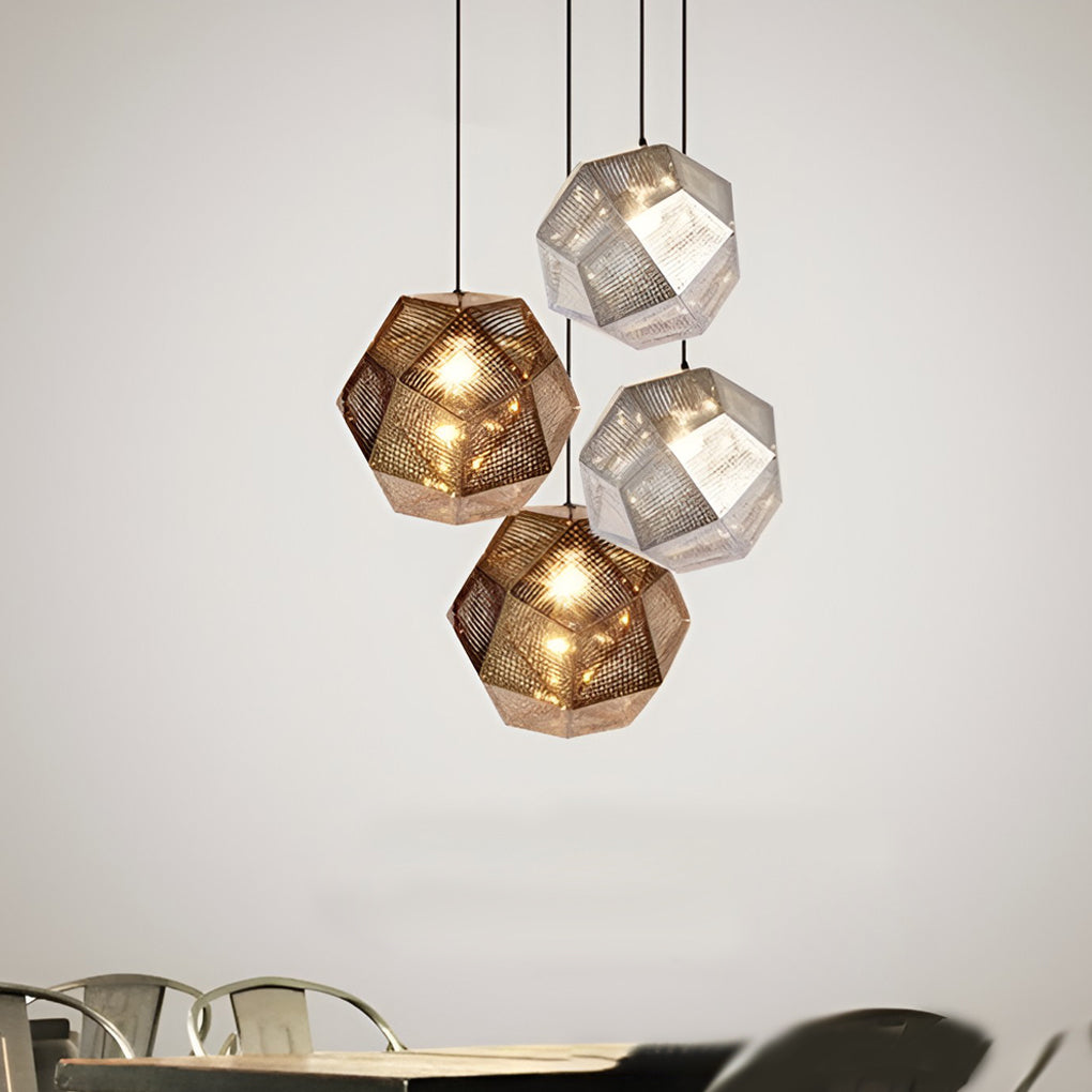 Lyra Geometric Round Pendant Lamp in Electrolytic Metal