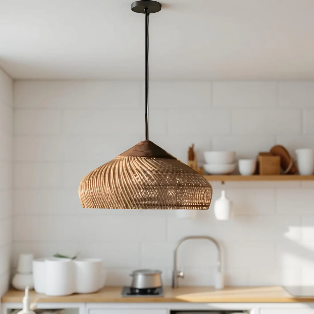 Aurelle Hand-Woven Rattan Boho Pendant Ceiling Light