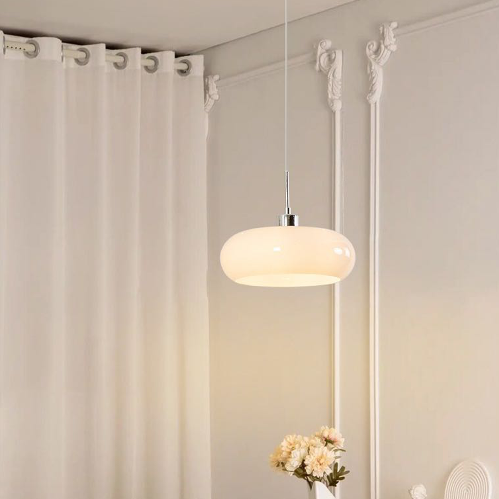 Novae Bread-Shape Glass Pendant Light in Orange and White