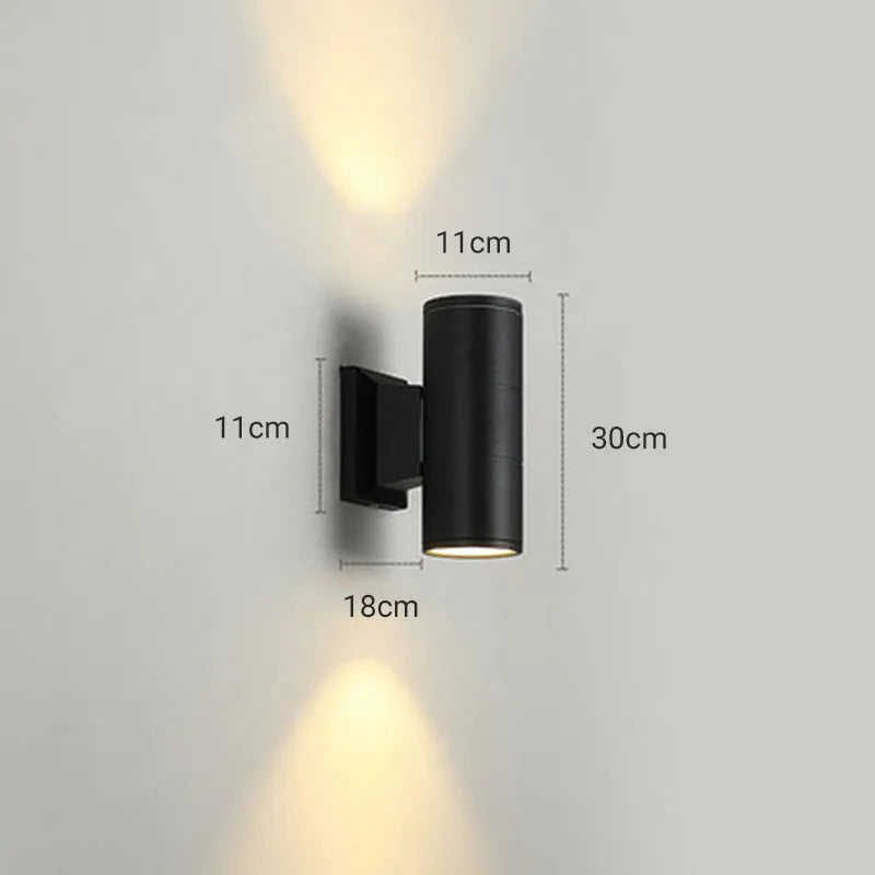 Kren Minimalist Metal Double-headed Outdoor Wall Lamp, Black | ventumra