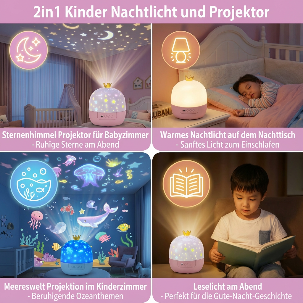 2-in-1 Kids' Night Light & Soothing Dream Projector