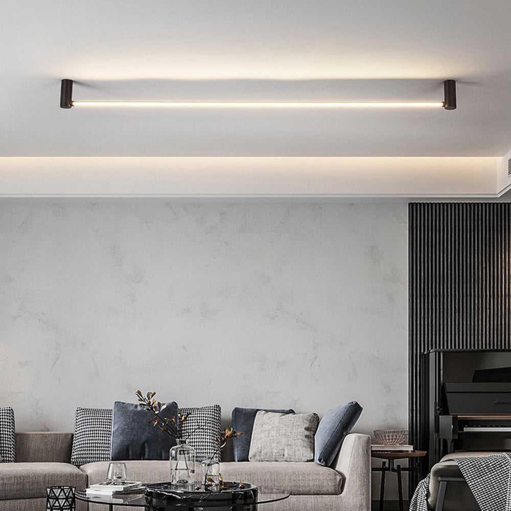 Arisha Minimalist Linear Flush Mount Ceiling Light, Black, Hallway | ventumra