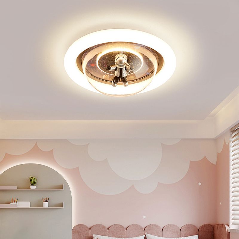Aria Cosmic Astronaut & Galaxy Motif Flush Mount Ceiling Light | ventumra