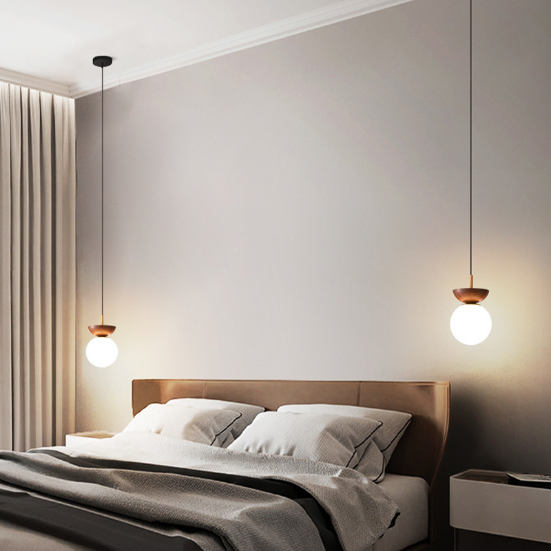 Valentina Nordic Japanese Glob LED Ceiling/Pendant Light Metal Glass Bedroom, Burlywood | ventumra