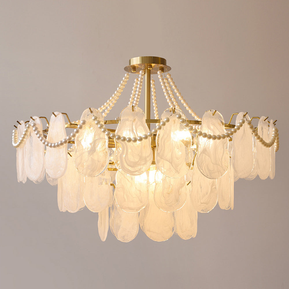 Kristy Elegant Pearl/Glass/Metal Chandelier, White - Neutralighting