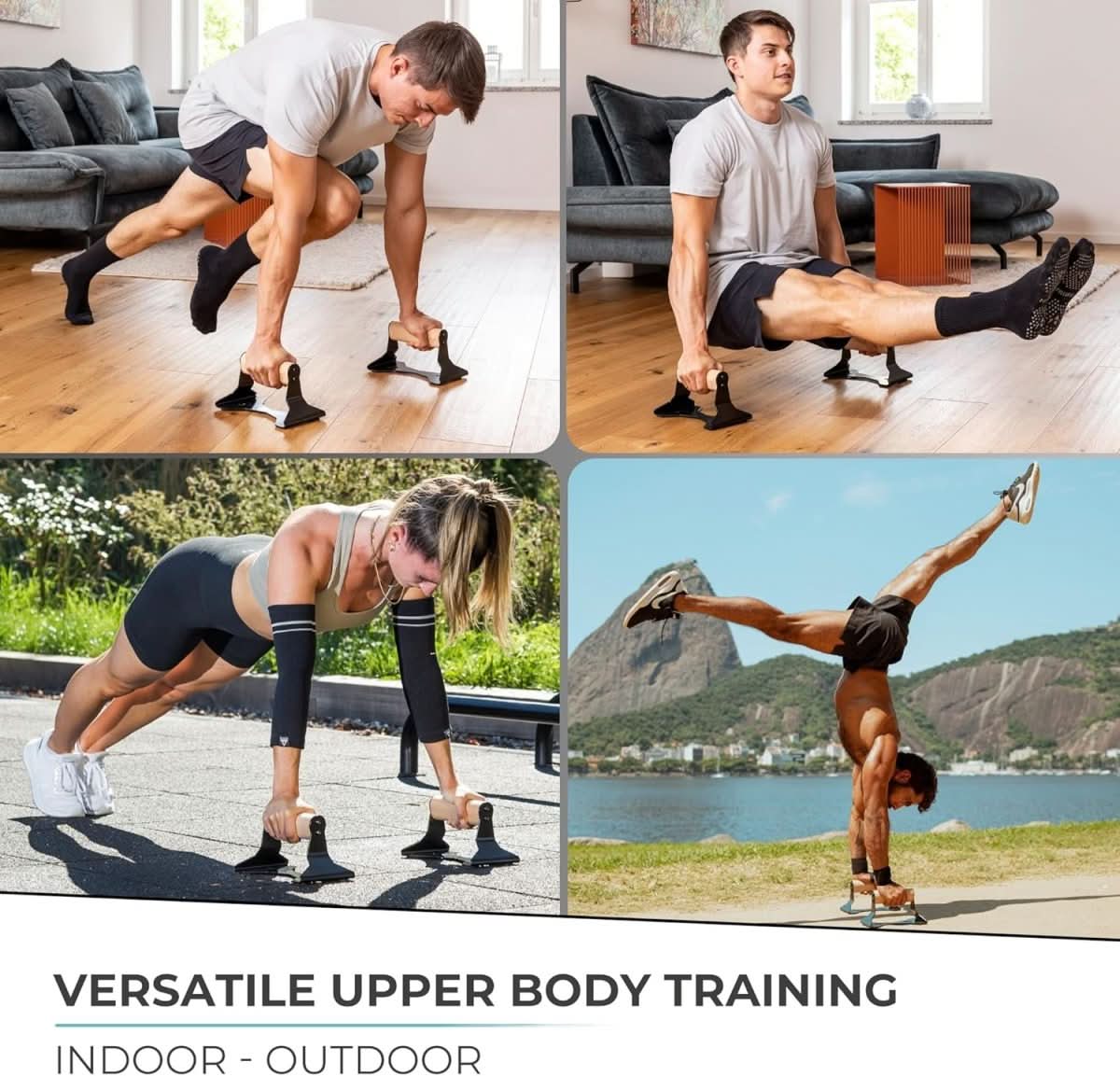 ZenGrip puiset parallettes-telineet — teräsydin, ergonomisesti muotoillut otekahvat