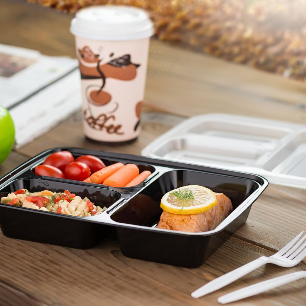 BentoForge Three Compartment Bento Box — Molded Tray, Secure Lid