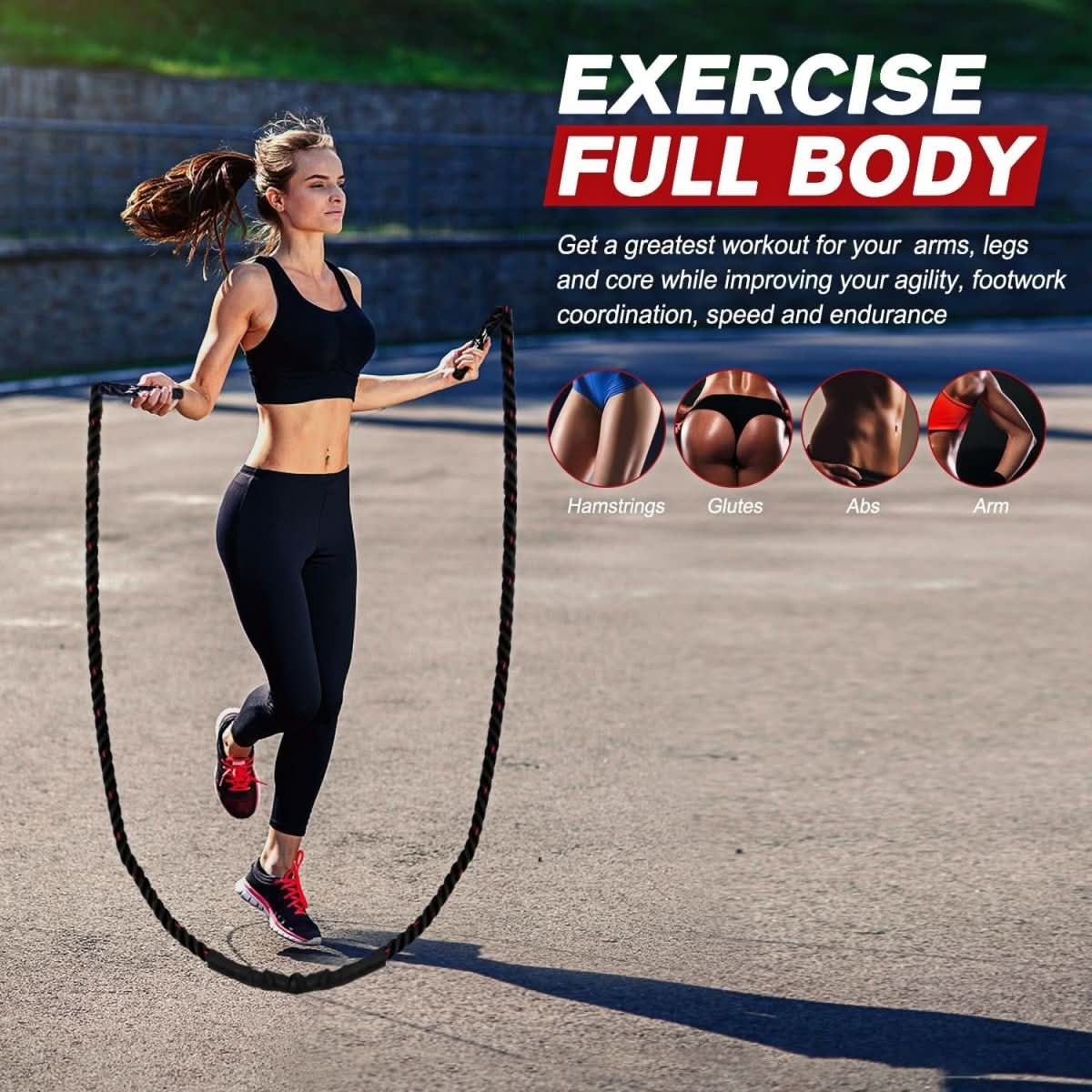 PulseFlex švihadlo s nastavitelnou zátěží — tři modulární protizávaží, rozsah 1.2 až 2.2 kg
