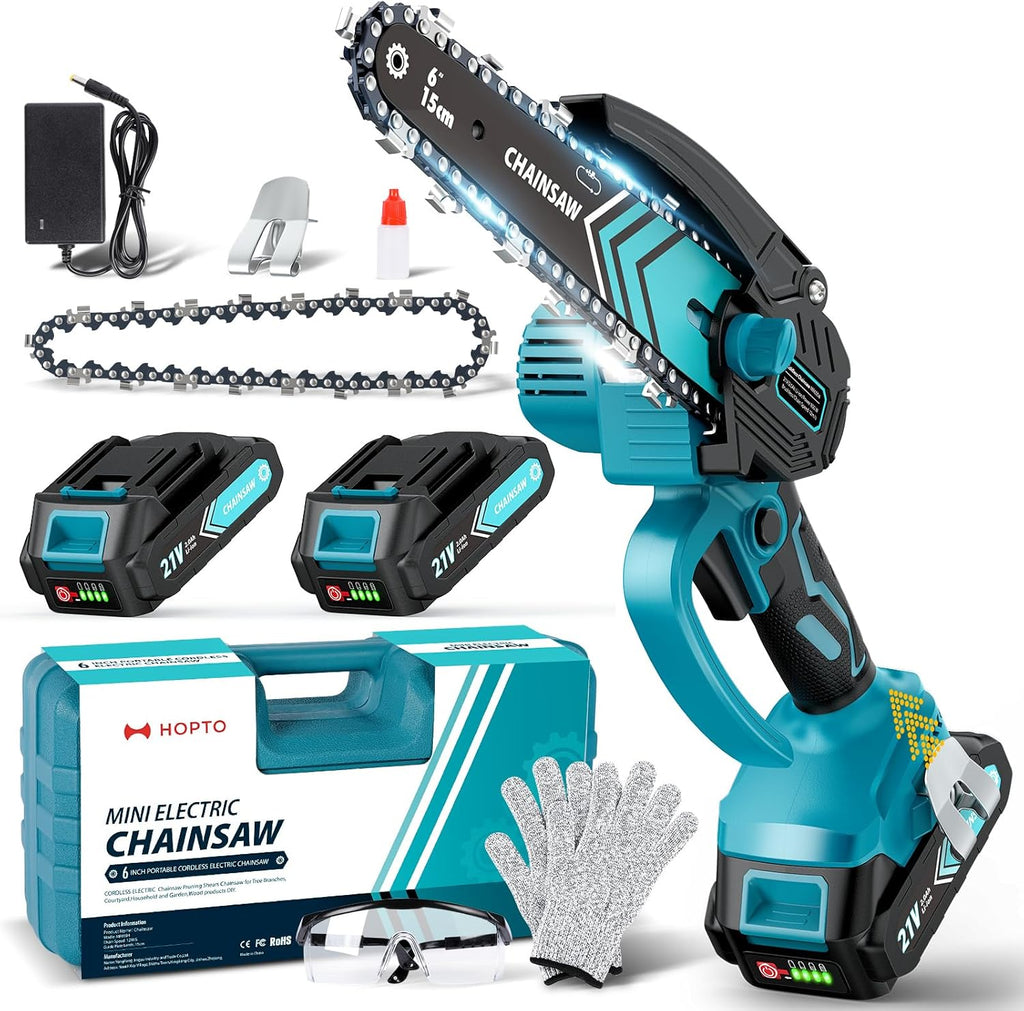 Cordless Mini Chainsaw 6 Inch with LED Light & 21V Battery – TimberCut | ventumra