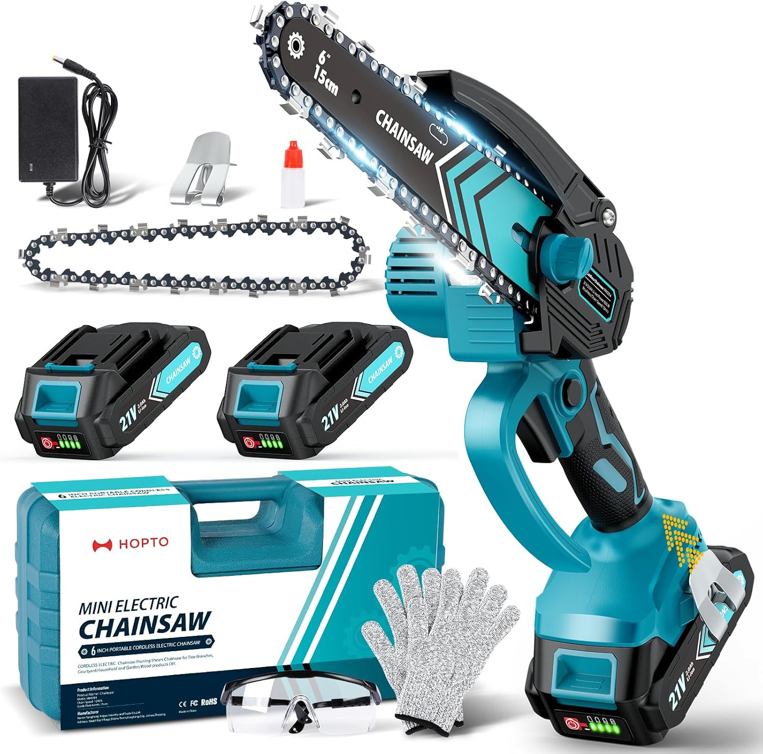 Cordless Mini Chainsaw 6 Inch with LED Light & 21V Battery – TimberCut | ventumra