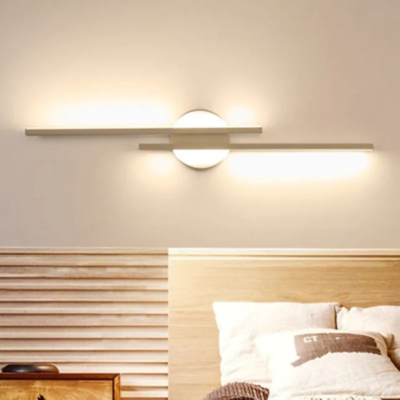 Elgo Modern Nordic Disc/Linear Metal LED Wall Lamp, Black/White - Neutralighting