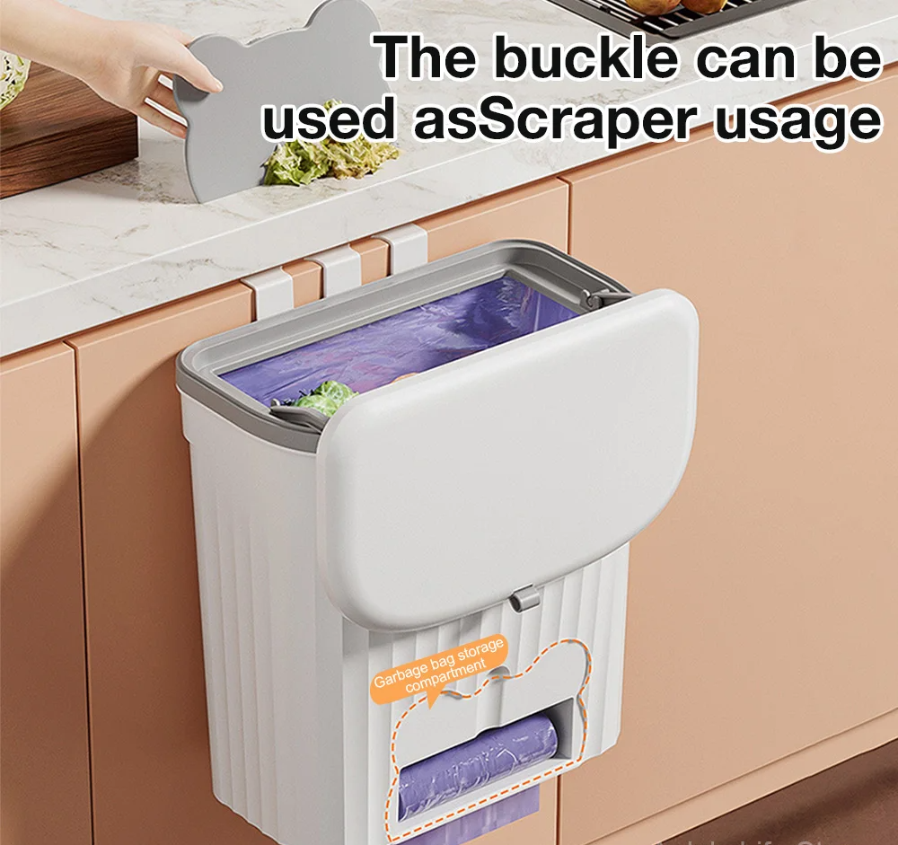 Wall-Mounted Waste Bin with Lid – 8.5L / 12L Kitchen & Bathroom