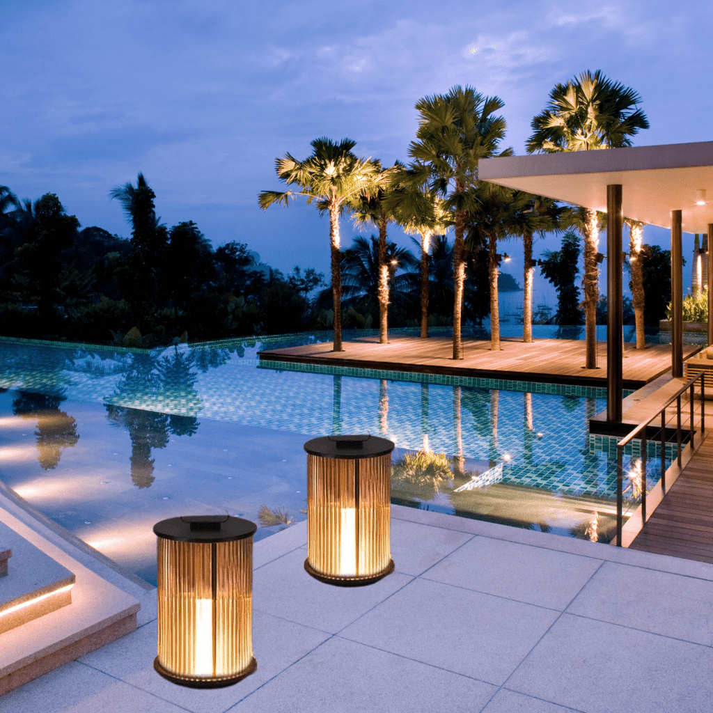 LumaVerde Outdoor Lantern Lamp Waterproof With Ribbed Glass