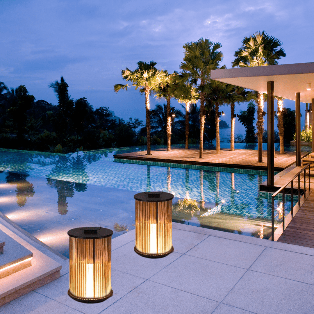 LumaVerde Outdoor Lantern Lamp Waterproof With Ribbed Glass