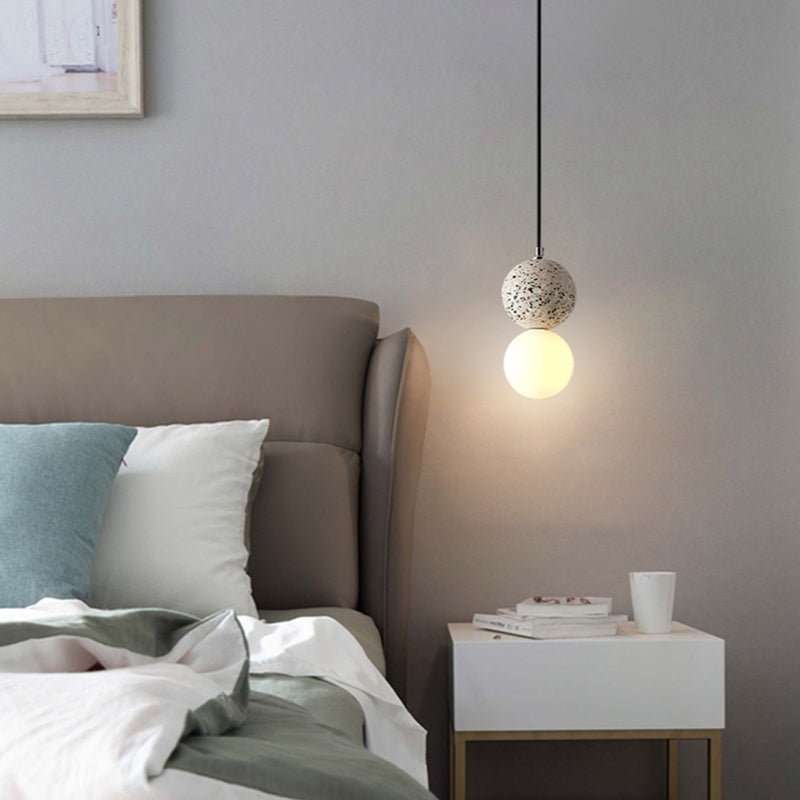 LuminaGlobe LED Globe Pendant Lights in Black and White Glass for Dining Table