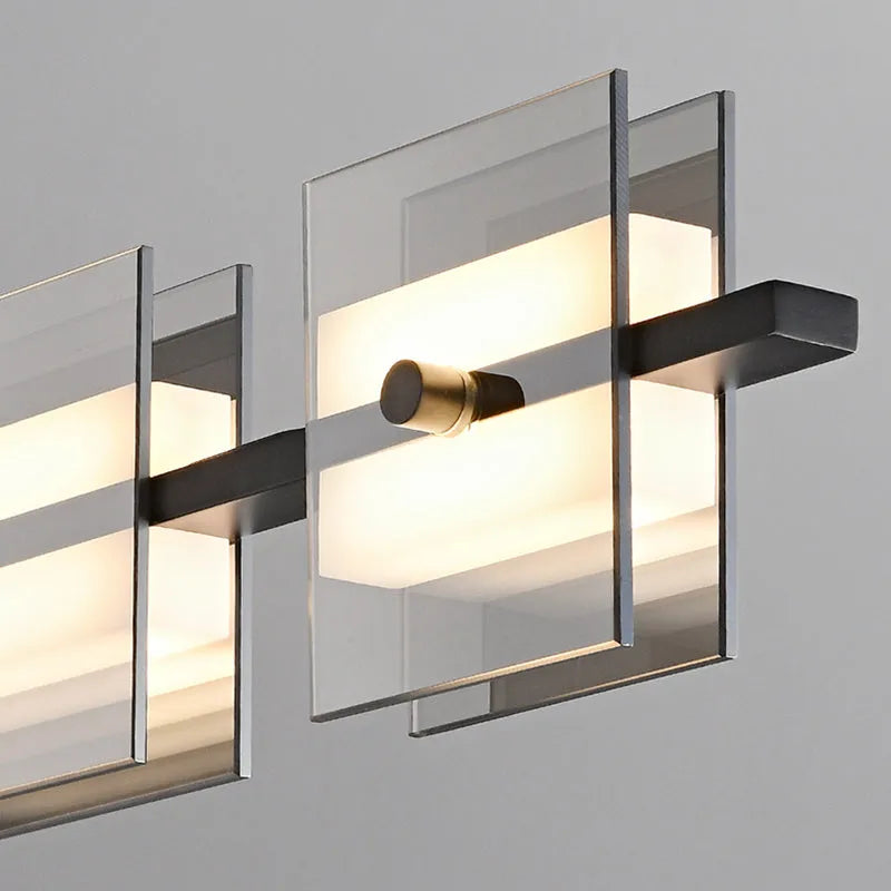 Arisha Modern Nordic Linear Copper/Glass Pendant Light, Brass/Black | ventumra