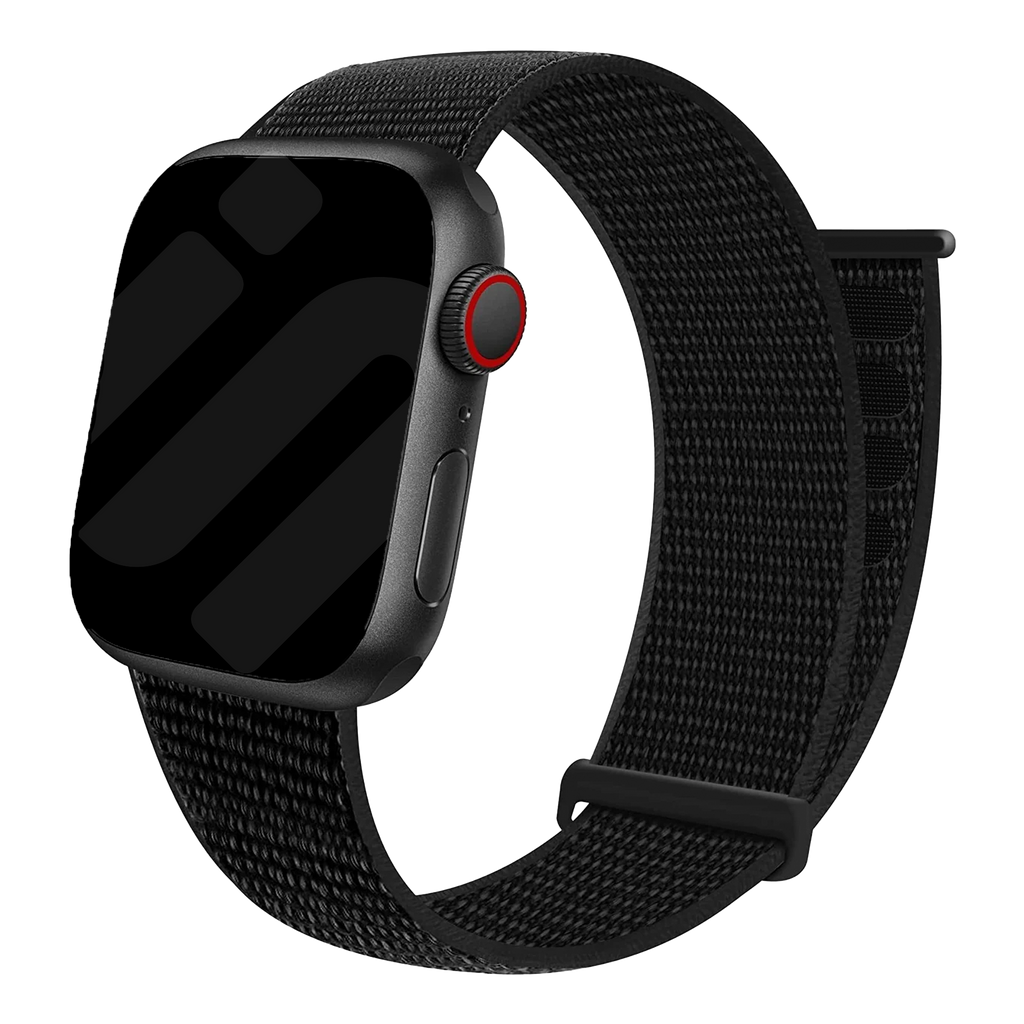 Nylonowy pasek do zegarka Apple Watch z zapięciem na rzep, czarna wersja | Ventumra
