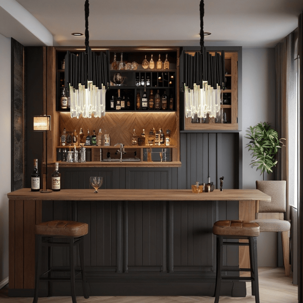 Lyrae Noir Crystal Pendant Light In Aluminum Fixture