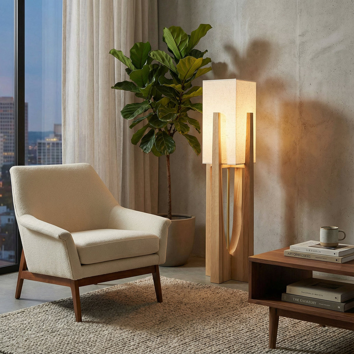 Skulpturell gulvlampe i wabi sabi-stil | Ventumra