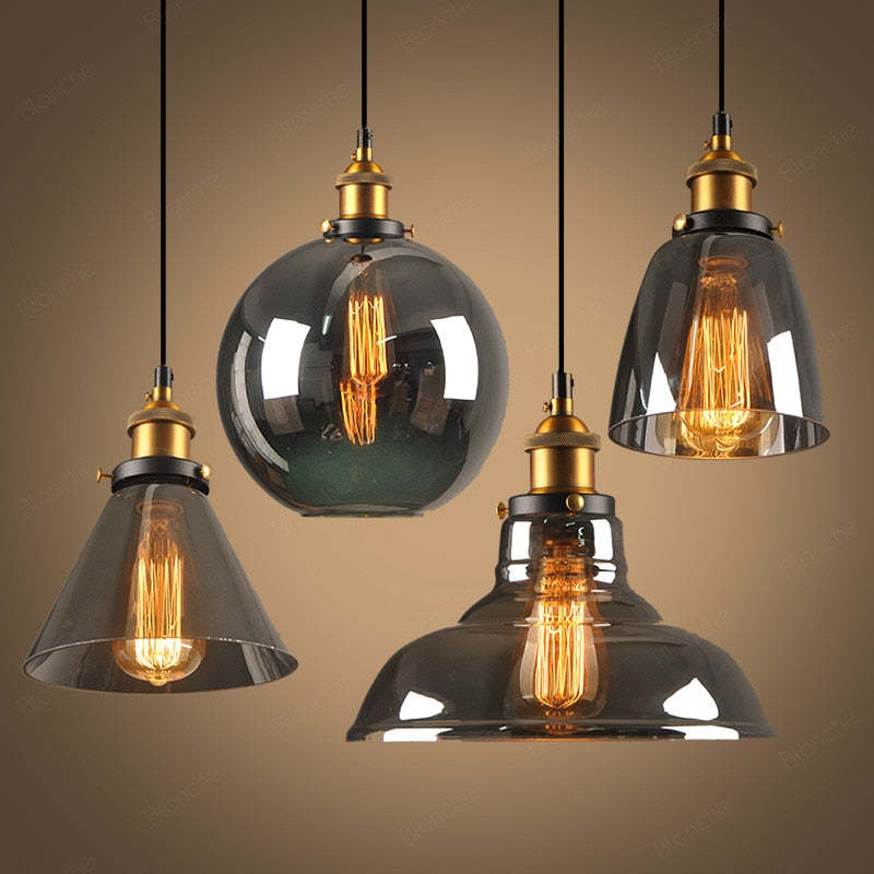 June Industrial Glass Pendant Light Clear/Amber/Smoke Grey | ventumra