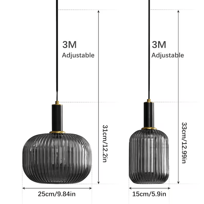 Luminora Nordic Stripe Glass Pendant Premium Light Fixture
