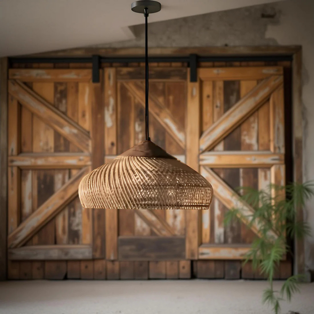 Aurelle Hand-Woven Rattan Boho Pendant Ceiling Light