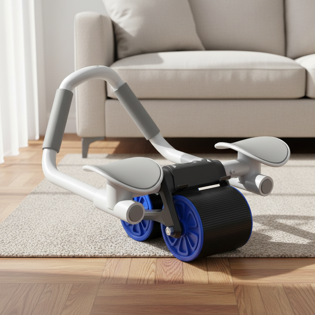 PulseFlex Fitness Roller — Spring-Assisted Design and Integrated Return Mechanism for Abdominal and Hip Training
