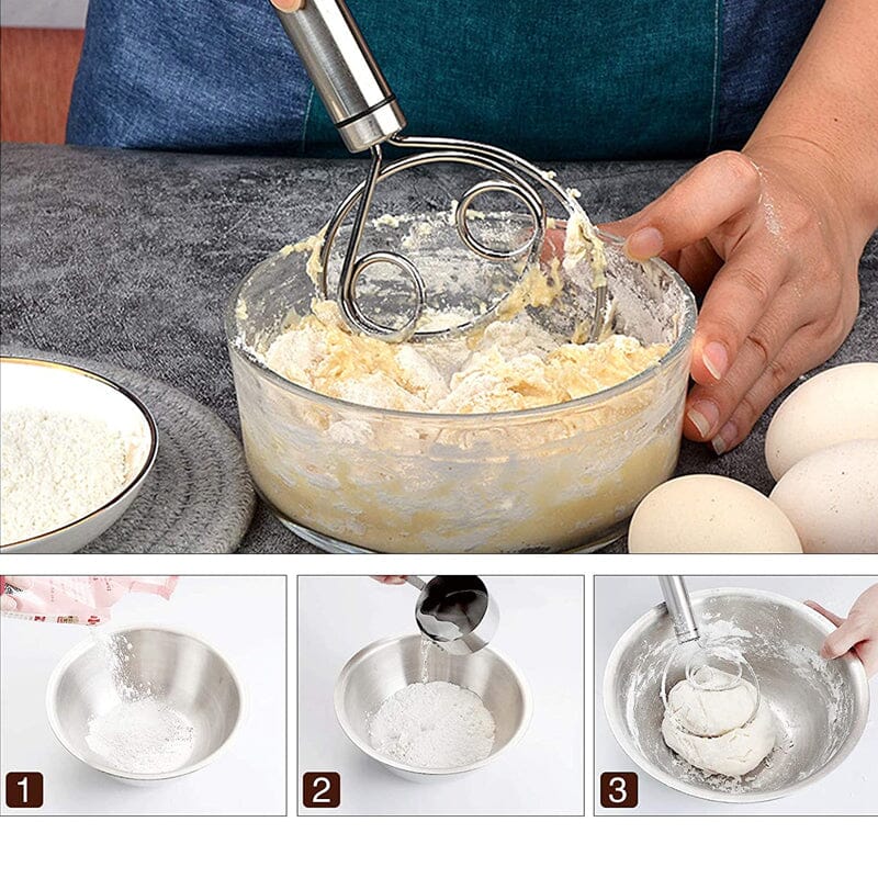 MixMaster Pro Compact Stainless Steel Dough Mixer, Lightweight