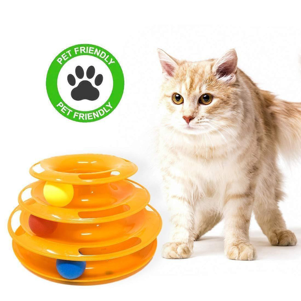 Fargerikt 3-etasjes lekestativ for kattunger — interaktiv aktivitetsleke