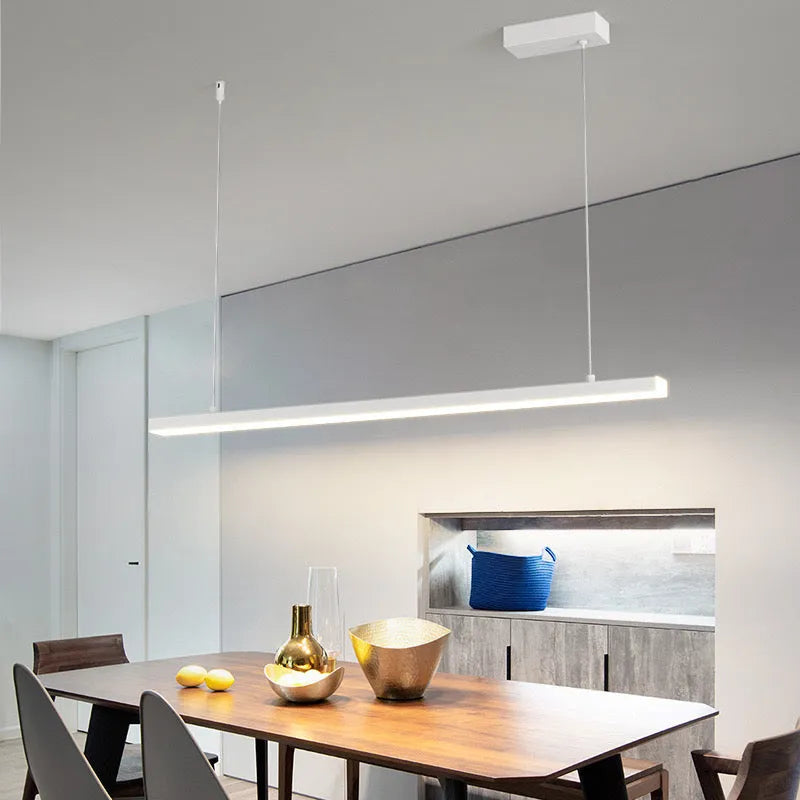 Arisha Minimalist Linear Metal Pendant Light, White/Black | ventumra
