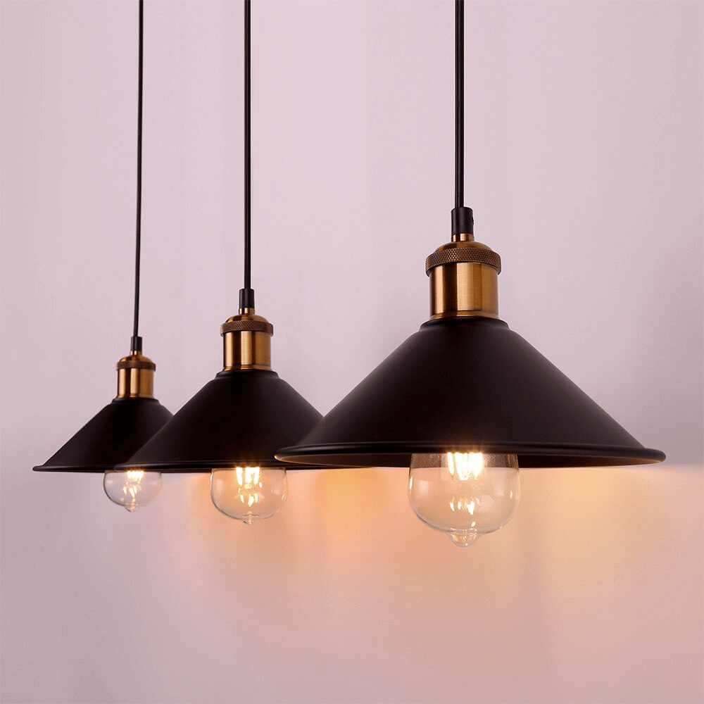 Elora Brass Cone Pendant Light in Vintage Industrial Style