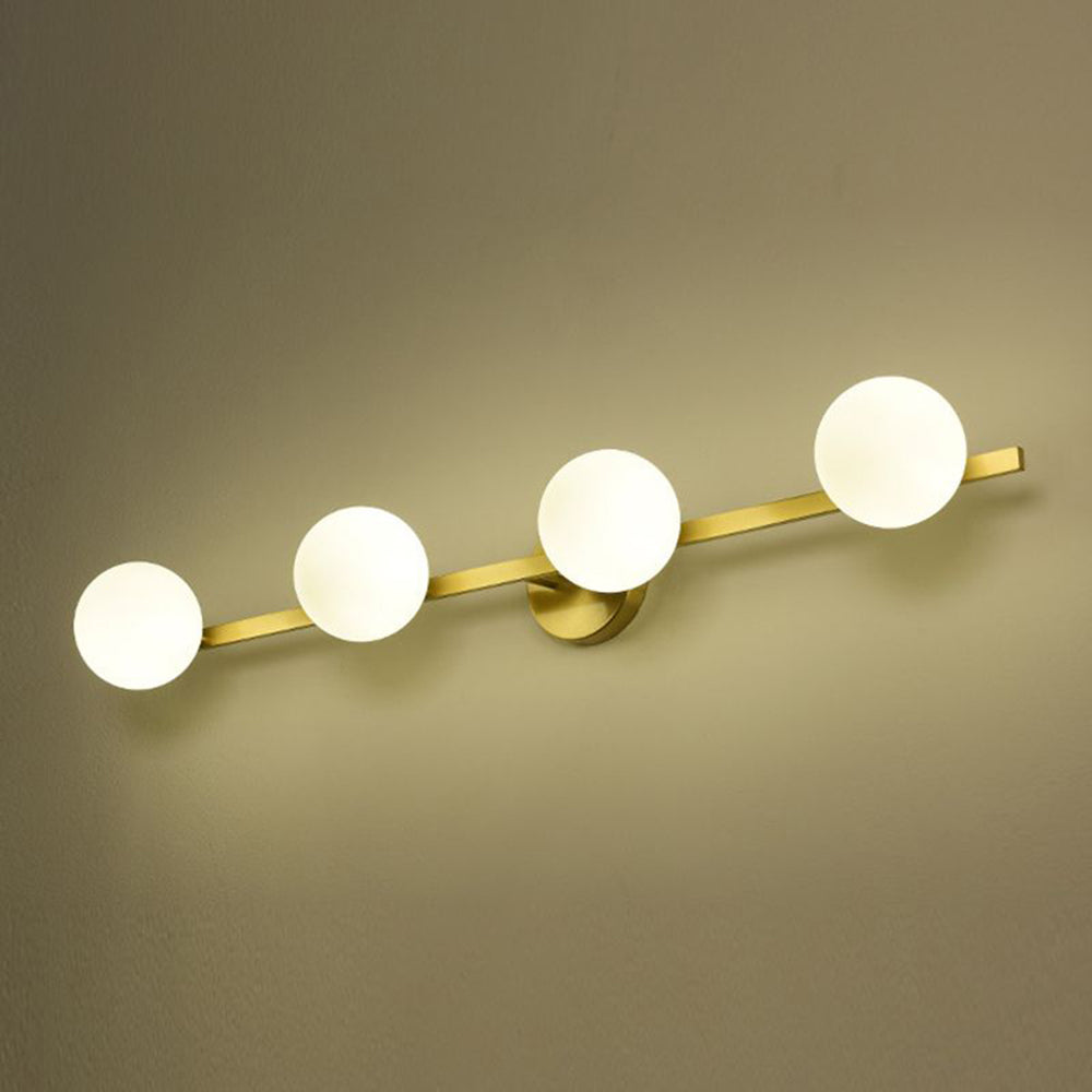 Valentina Retro Globe Linear Metal/Glass Wall Lamp, Gold, Bathroom | ventumra