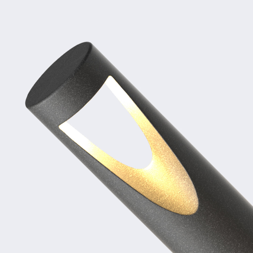 Ray Contemporary Metal Cylindrical Hollow Outdoor Path Light, Black | ventumra