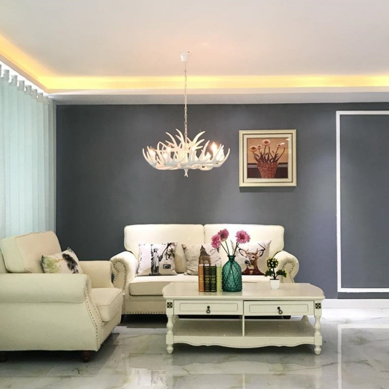 Silva Retro Deer Antlers Candle light Horn Resin Chandelier | ventumra