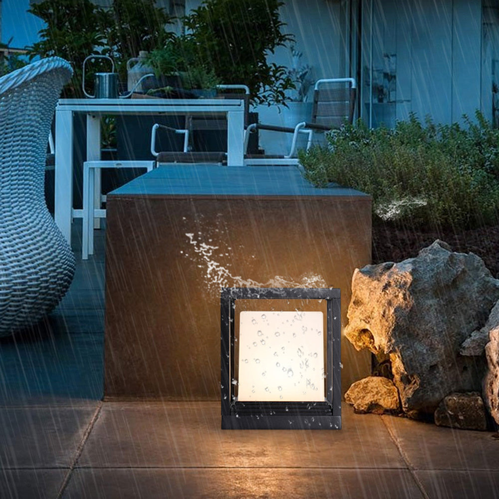 Ray Modern Rectangular Metal Outdoor Lamps, Black | ventumra
