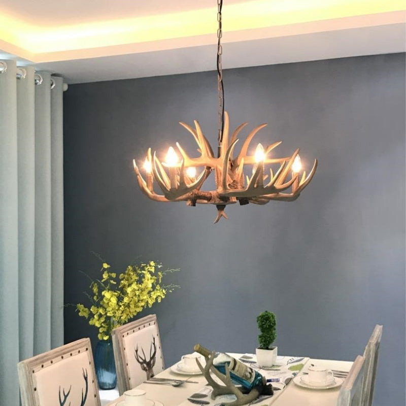 Silva Retro Deer Antlers Candle light Horn Resin Chandelier | ventumra