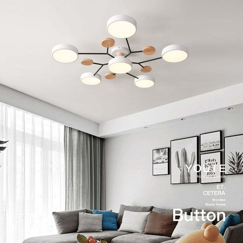 Arisha Ceiling Light, Wood Round for Living Room | ventumra
