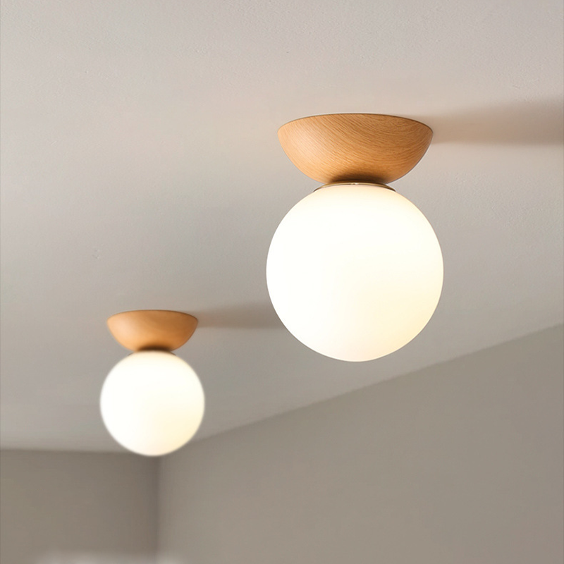 Valentina Nordic Japanese Glob LED Ceiling/Pendant Light Metal Glass Bedroom, Burlywood | ventumra
