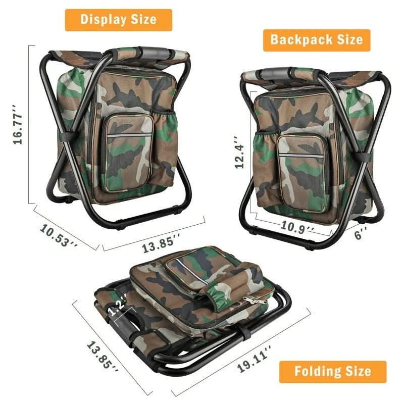 Mochila de camuflagem 3 em 1 CamoMate — cadeira dobrável e saco térmico integrados
