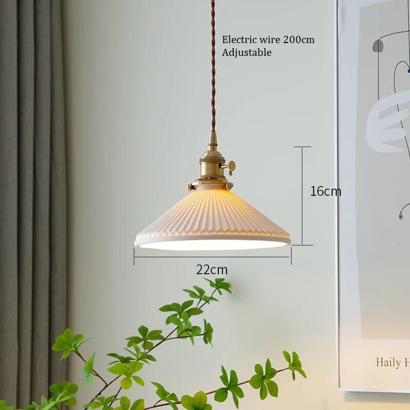 Liora Nordic White Ceramic Pendant Light With Brass Holder