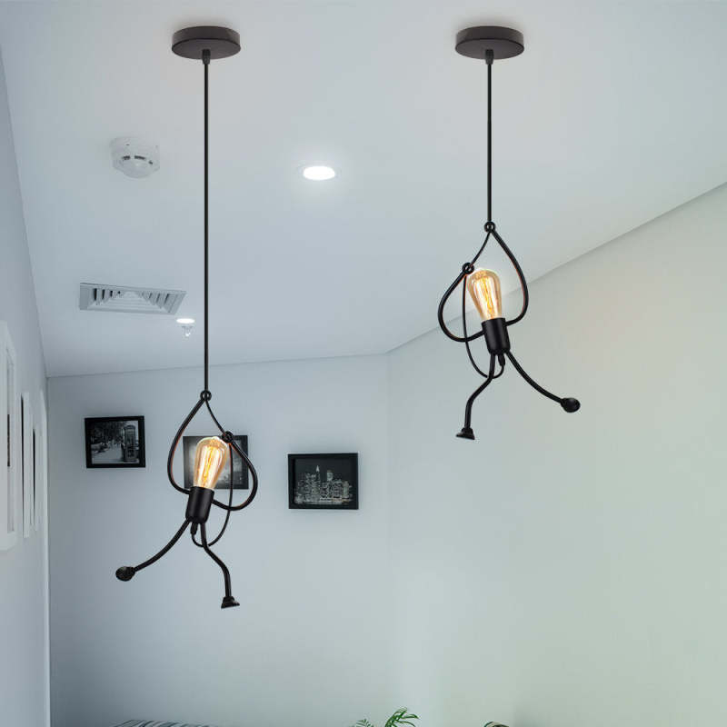 Miro Retro Modern Iron Man Pendant Light, Black | ventumra
