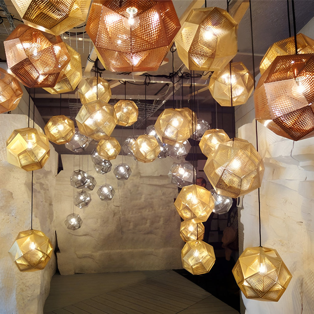 Lyra Geometric Round Pendant Lamp in Electrolytic Metal