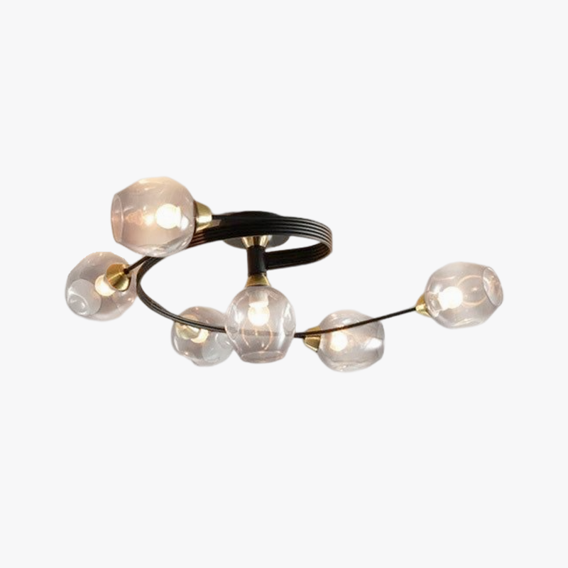 Valentina Flush Mount Ceiling Light, Glass, Black/Gold, Dining Room - Neutralighting