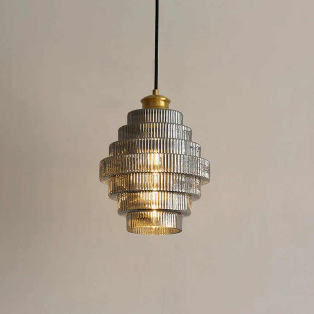 Aurelia Vintage Glass Pendant Light With Brass Accent