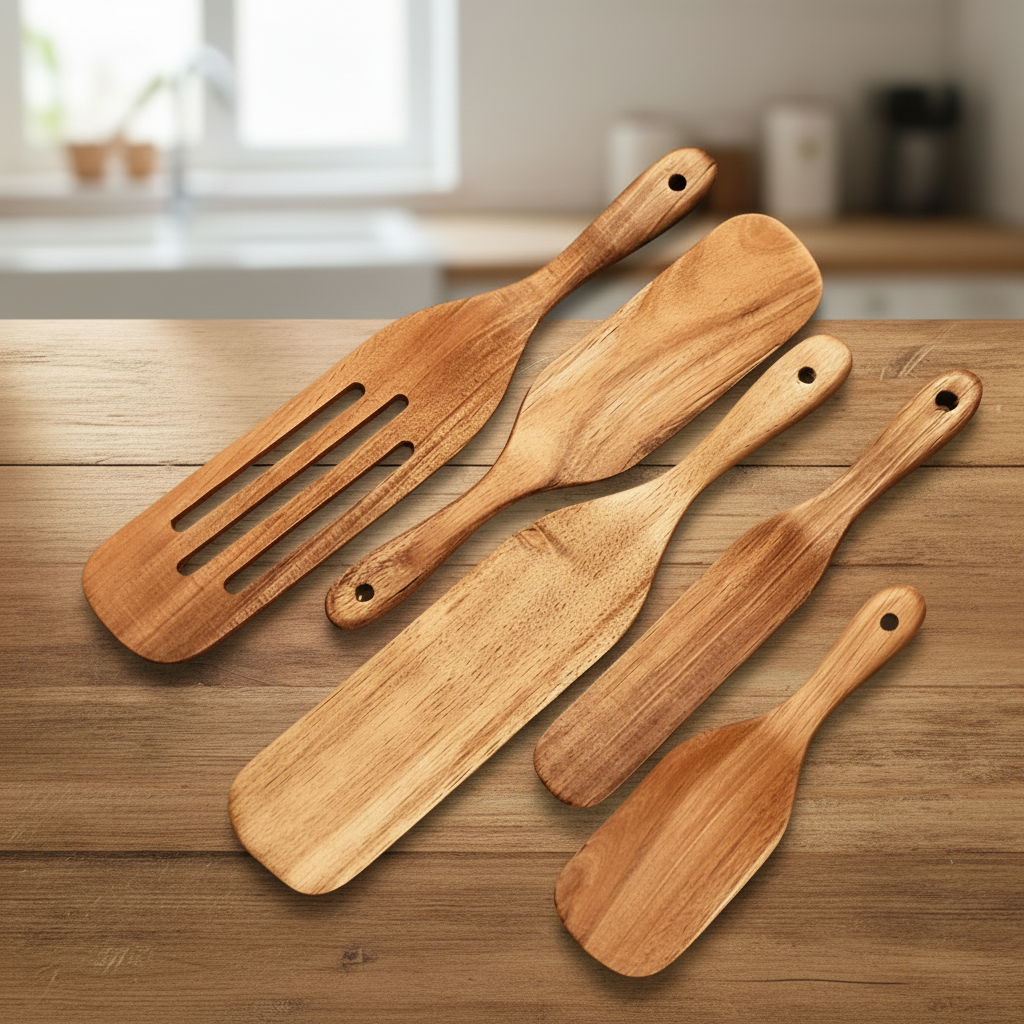 Set de bucătărie din tec TerraWood — design sustenabil și durabil