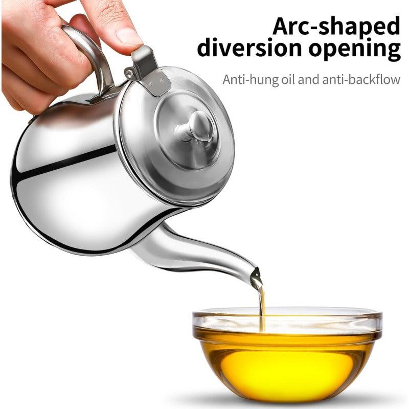 Stainless Steel Kitchen Oil Collection Pot — Heat-Resistant