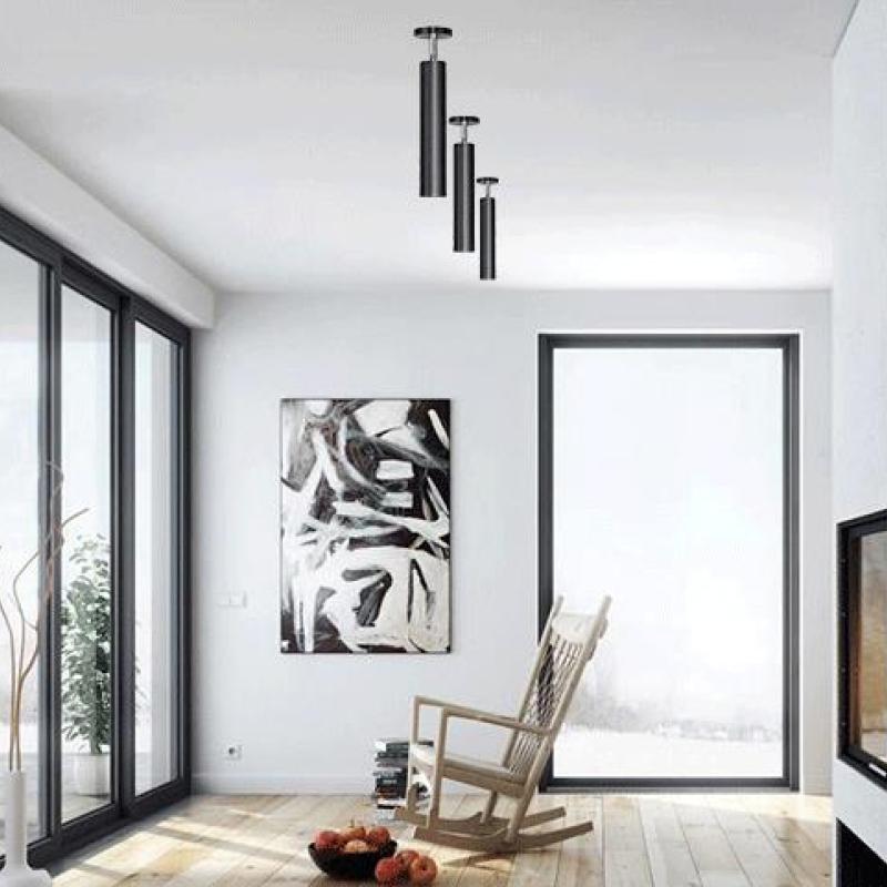 Aria Modern Long Tube Spotlight, Metal, Black/White | ventumra