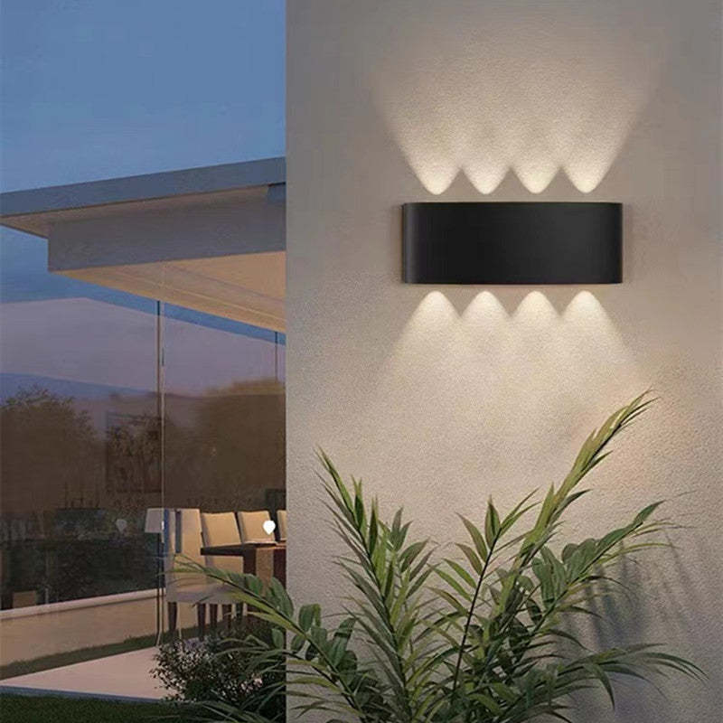 Tronix Modern Rectangular Metal Outdoor Wall Lamp, Black/White, Water-wave | ventumra