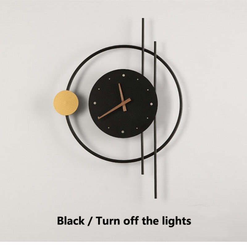 Arisha Wall Lamp Clock, Black & Gold | ventumra
